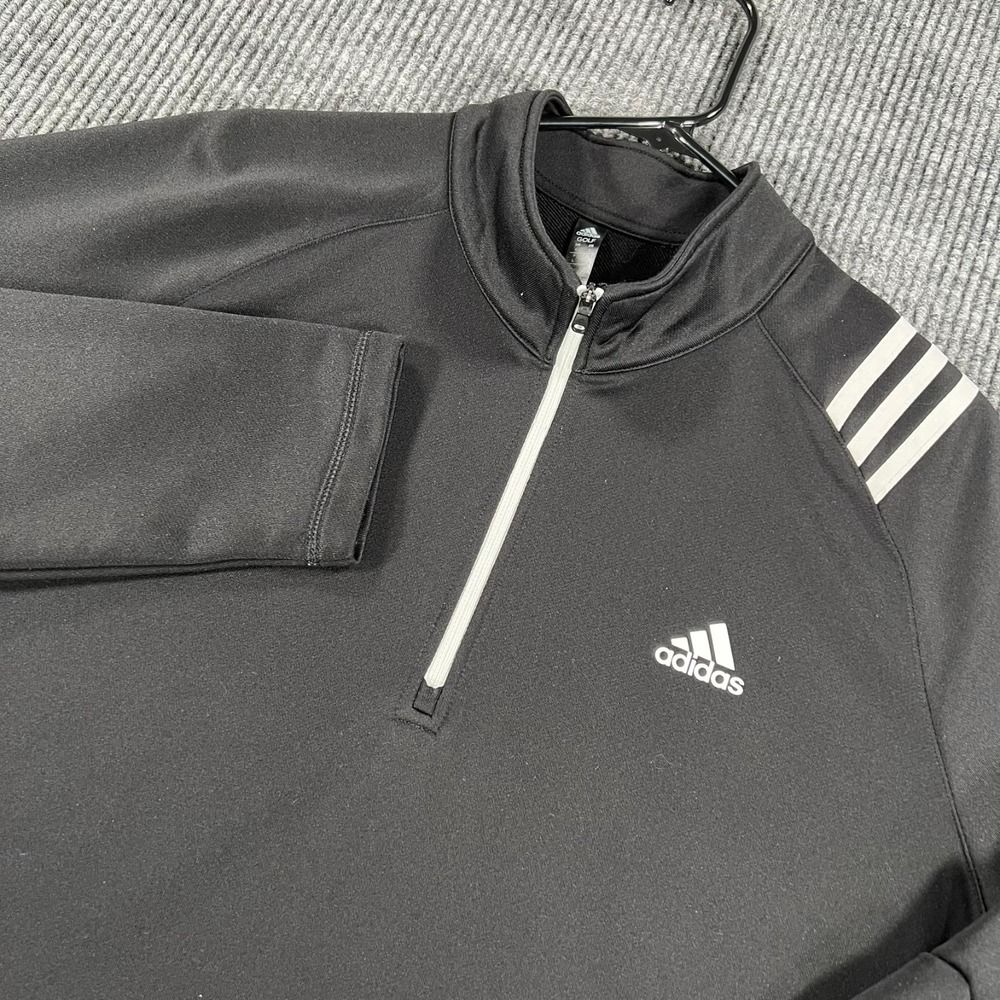 Adidas Pullover Shirt Mens Large Black Long Sleeve 1/4 Zip Mock Neck Golf Outdoo